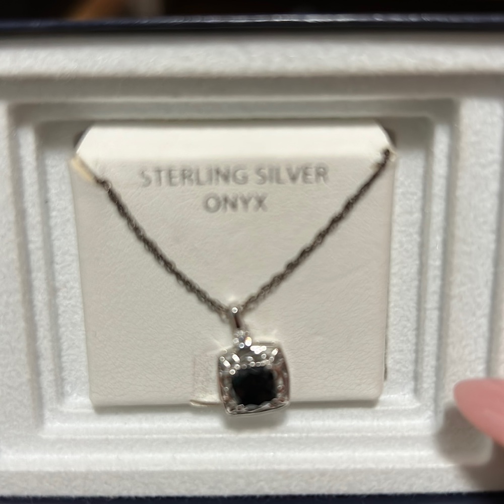 18” onyx sterling silver necklace. Perfect for a gift